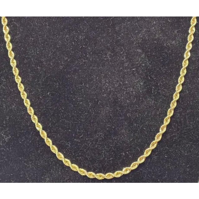 Metal 14k Yellow Gold Twisted Rope Chain Necklace, 18 Inches For Sale - Image 7 of 8
