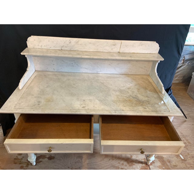 Late 19th Century Large Vintage 19th Century French Marble Top Painted Wash Stand - Perfect for a Sink Vanity For Sale - Image 5 of 12