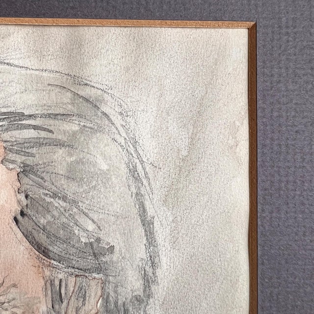 Paper Vintage Expressionist Portrait Painting of Elderly Man Signed Enlow For Sale - Image 7 of 10