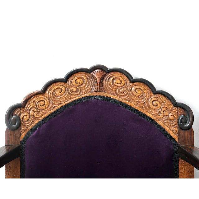 Set of Art Deco Amsterdamse School Armchairs in Oak, 1920s For Sale - Image 9 of 13