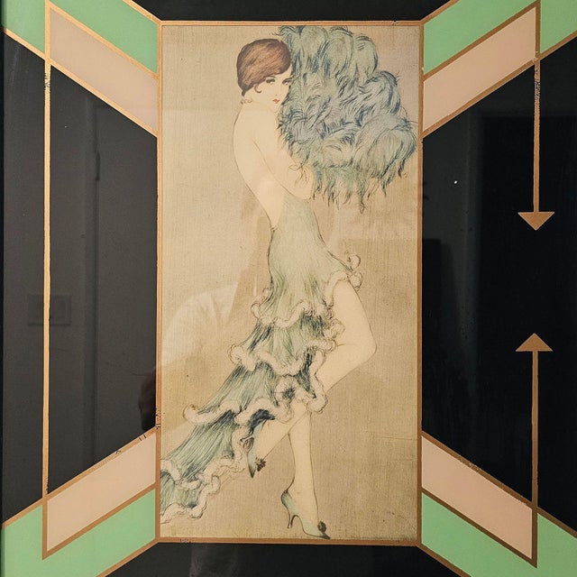 Art Deco 1920s Art Deco Flapper Fashion Illustration "Tanz" Prints Frames by Vala Moro, Pair For Sale - Image 3 of 10