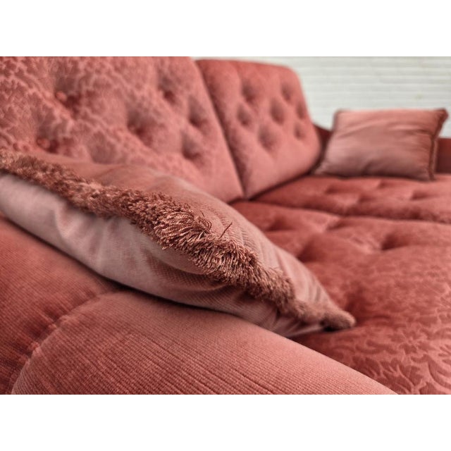 Scandinavian 2-Seater Sofa in Pink Furniture Velour, 1980s For Sale - Image 9 of 17