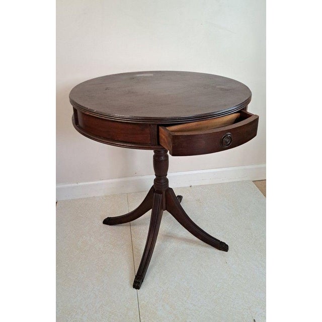 SKU: OT 3264 1920s–30s Federal /Hepplewhite Revival Mahogany Drum Table Paw Feet Single Drawer Stunning American...