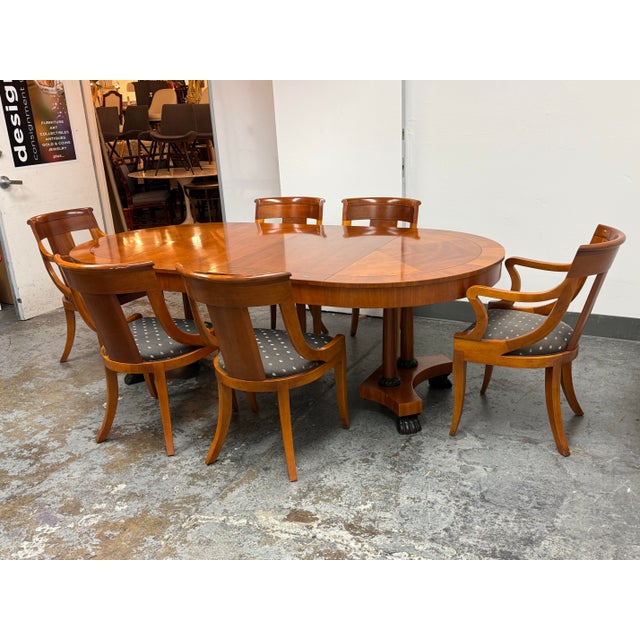 Baker Furniture Company Baker Furniture Palladian Extension Dining Table + Set of Six Chairs Set, Vintage For Sale - Image 4 of 12