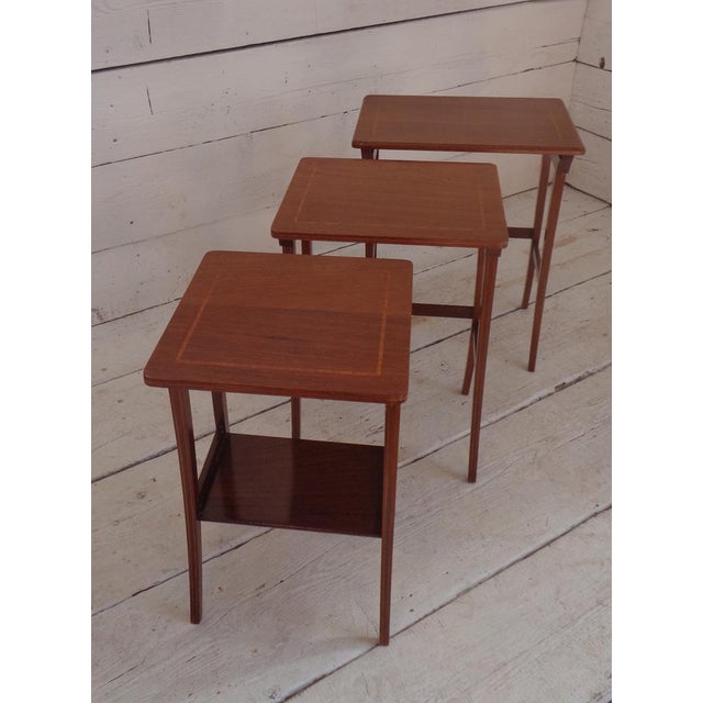 Edwardian Nesting Tables in Inlaid Mahogany, 1930s, Set of 3 For Sale - Image 9 of 18