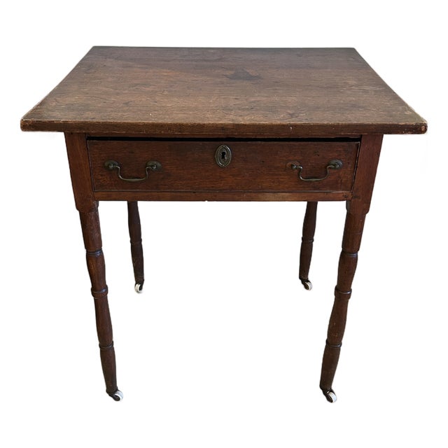 Antique Rustic Side Table With Single Drawer For Sale