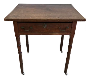Antique Rustic Side Table With Single Drawer