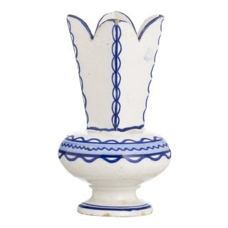 19th Century Earthenware Jug with Scalloped Rim For Sale