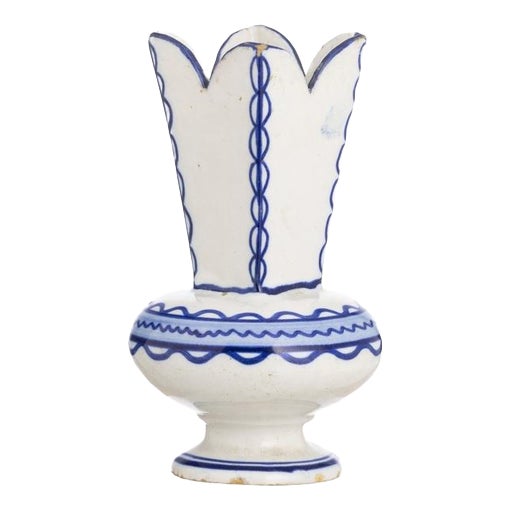 19th Century Earthenware Jug with Scalloped Rim For Sale