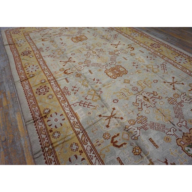 Traditional Magnificent White Ivory Color and Superb Geometric Design Antique Turkish Oushak Rug For Sale - Image 3 of 15