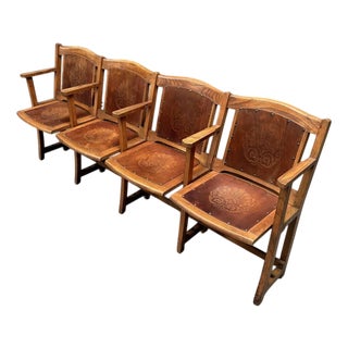 Belgian Ornate Wooden Theater Bench For Sale