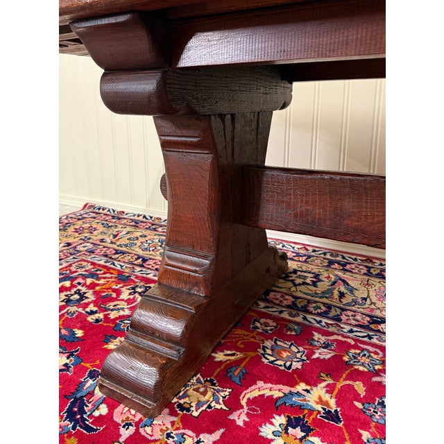 Antique French Dining Farmhouse Refectory Monastery Table Trestle Base Mid 19thC For Sale - Image 17 of 18