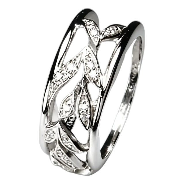 Late 20th Century Size 6.5 18K White Gold Hidalgo Interchangeable Floral Jacket Diamond Band Ring For Sale