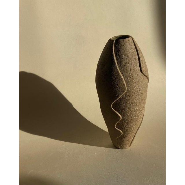 Les Dunes Sculptural Small Vase in Glazed Stoneware by Thalia Dalecky For Sale - Image 6 of 11