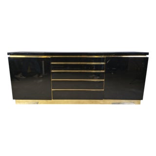 Brass and Lacquer Sideboard from Jean Claude Mahey, 1970s For Sale