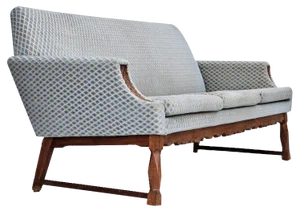 Danish 3-Seater Sofa in Velour & Oak, 1970s