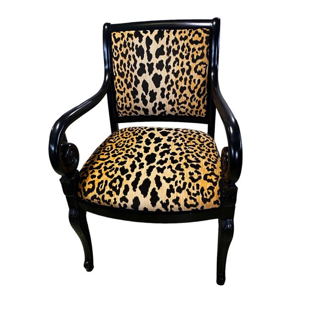 Vintage French Style Lacquer Wood Chair W/ Animal Print Fabric For Sale - Image 10 of 10
