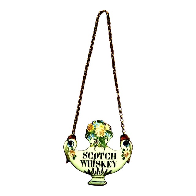 19th Century French Enamel Decanter Tag for Scotch Whiskey For Sale