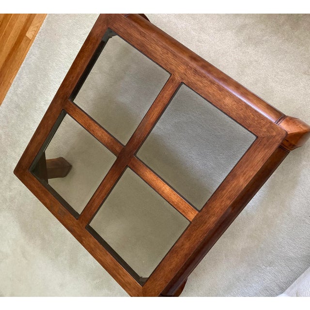 1970s Chinese Square Coffee Table With Four Panes of Glass on Top. For Sale In New York - Image 6 of 6