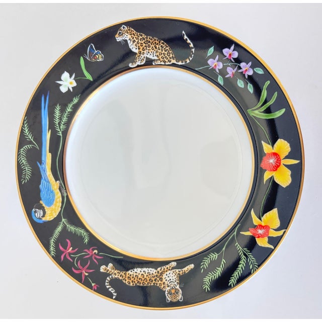 Contemporary Lynn Chase “Jaguar Jungle” Porcelain Plates Set of 2 Animal Border With 24k Rim For Sale - Image 3 of 11