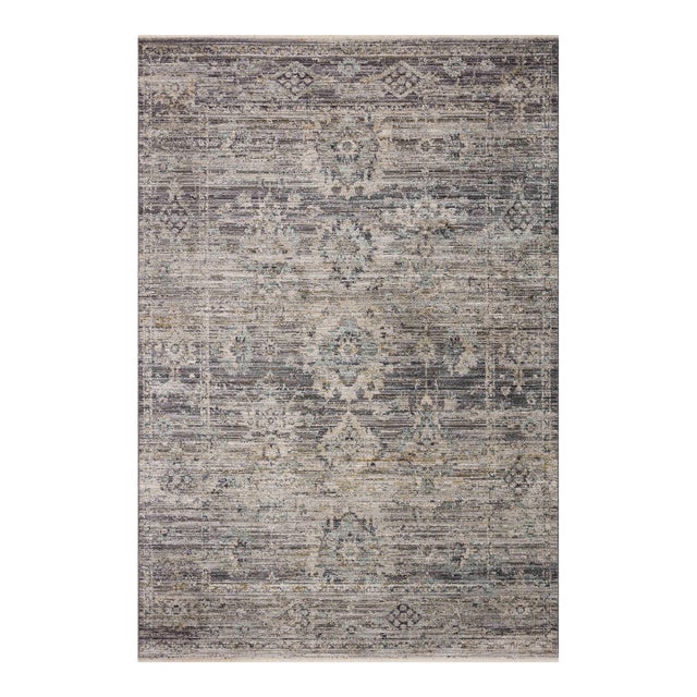 Jean Stoffer x Loloi Katherine Graphite / Jade 2'-3" x 3'-10" Accent Rug For Sale