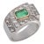 Retro Style 1.38 Carat Emerald Diamond Platinum Tank Ring, Size 7.5 For Sale