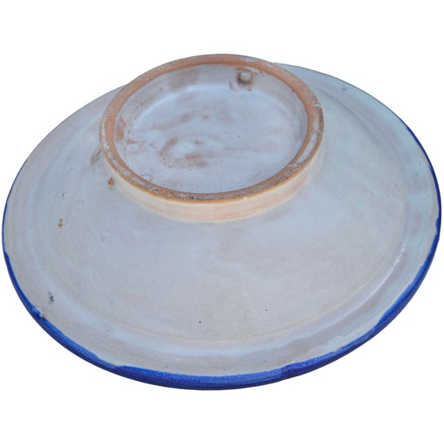Mid 20th Century Handmade Blue Moorish-Patterned Ceramic-Art Decorative Plate For Sale - Image 9 of 9