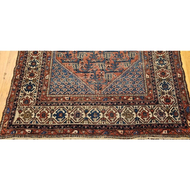 Antique Persian Malayer Rug, Hand-Knotted Wool, Geometric Pattern, 5x7, Blue & Rust-Red For Sale - Image 11 of 15