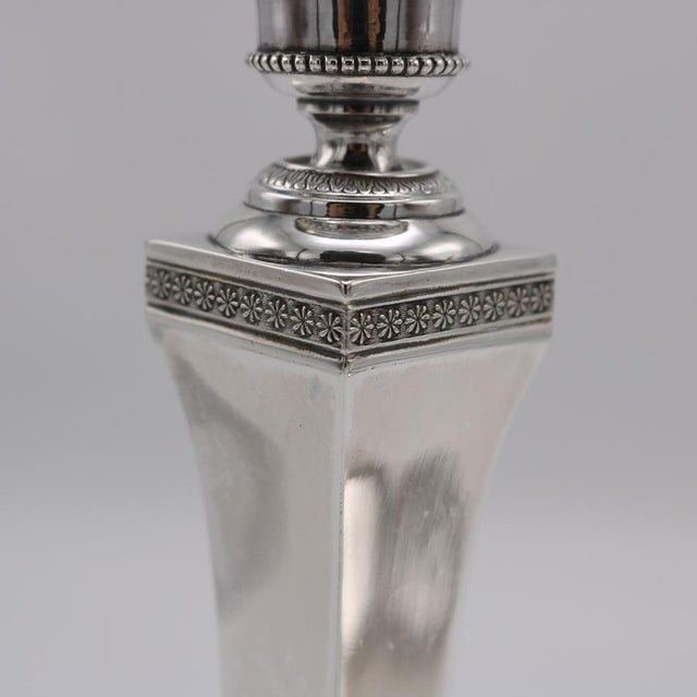 Pair of Empire Period Silver Candlesticks England circa 1820 For Sale - Image 12 of 18