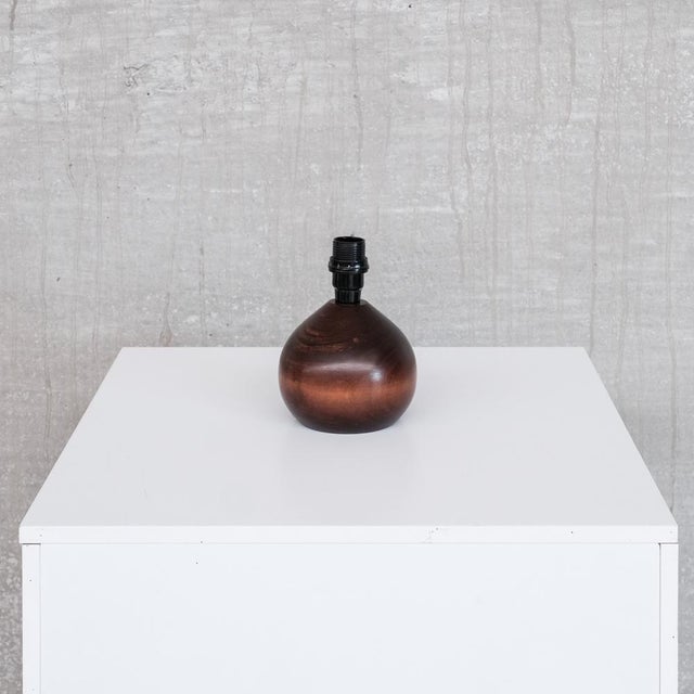 Mid-Century French Petite Turned Wooden Table Lamp For Sale - Image 5 of 6