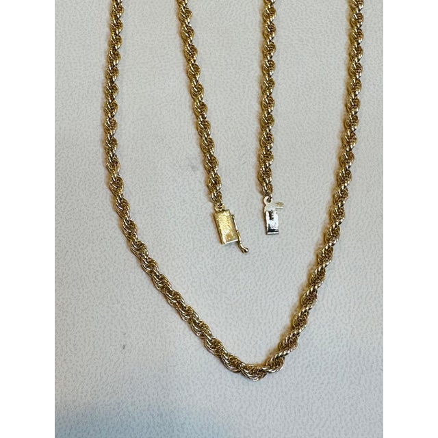 14 Karat Yellow Gold 20.5 Gm, Rope Chain Necklace For Sale In New York - Image 6 of 8