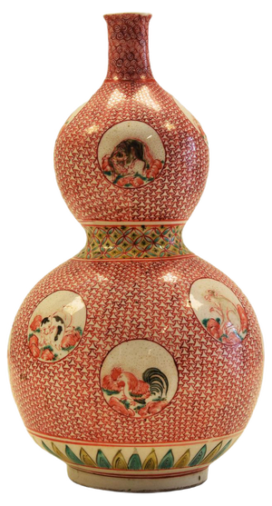 Antique Japanese Edo Period Porcelain Double Gourd Vase
