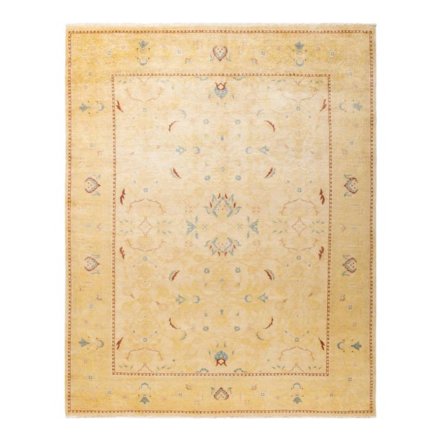 Vintage Traditional Hand Knotted Wool Area Rug, Ivory - 7'10" X 10'0" For Sale