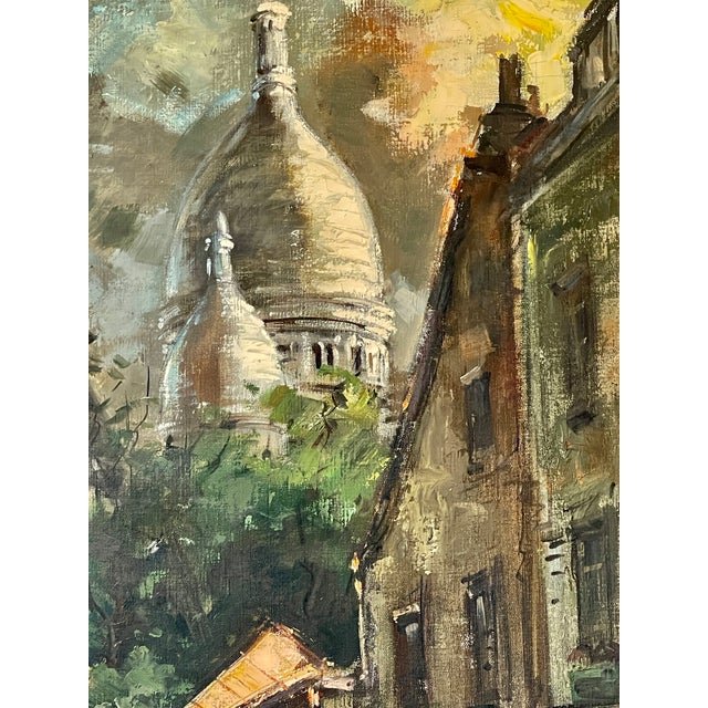 Wood 20Th. Century. Cityscape Paris by Night in Montmartre, Oil on Canvas, Signed For Sale - Image 7 of 15