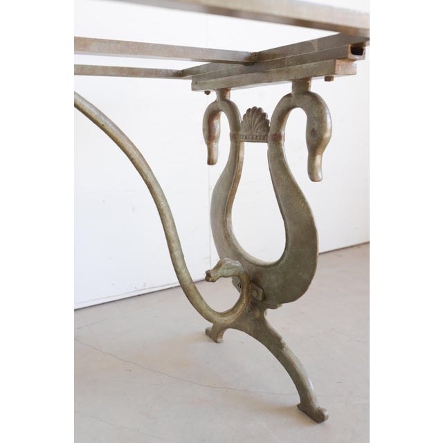 Spectacular Iron Swan Table With Oval Glass Top For Sale - Image 6 of 10