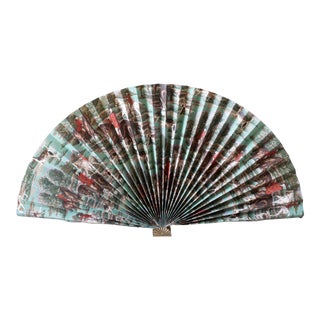 Equestrian Wallpaper Wall Fan With Brass Hanger For Sale