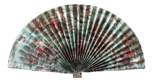 Equestrian Wallpaper Wall Fan With Brass Hanger