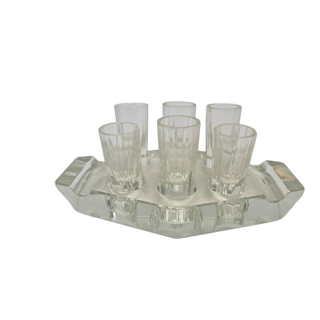 Art Deco Vodka Shot Glasses from Hortensja Glassworks, Poland, 1950s, Set of 7 For Sale - Image 6 of 18