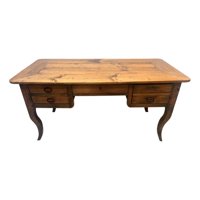 Marquetry Provincial Desk in Cherrywood For Sale