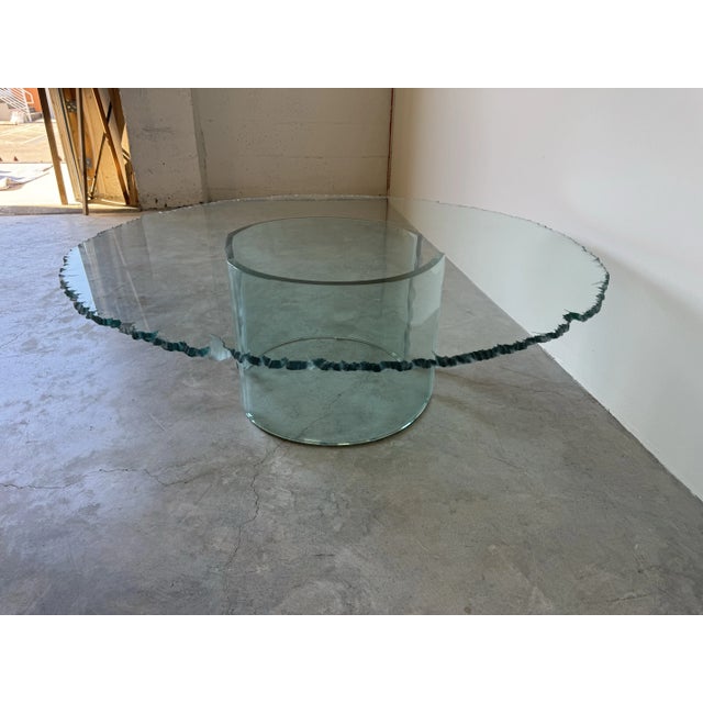 1980's Danny Lane - Style Sculptural Art Hand Carved Glass Coffee Table For Sale - Image 9 of 12
