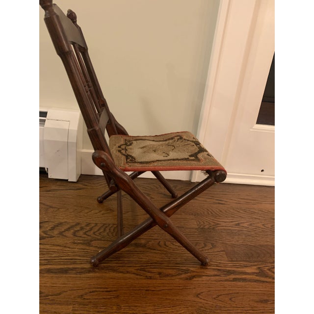 Mid 19th Century Antique Civil War Child's Folding Camp Chair For Sale - Image 4 of 8