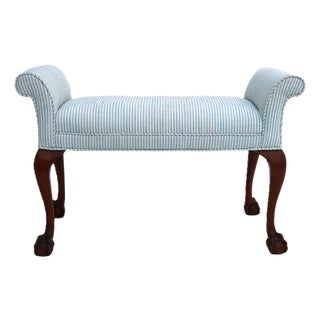 Mid 20th Century Chippendale Style Mahogany Ball and Claw Foot Window/Foot of Bed Seat For Sale