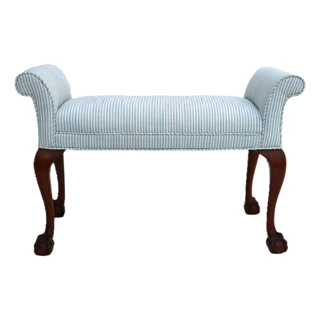 Mid 20th Century Chippendale Style Mahogany Ball and Claw Foot Window/Foot of Bed Seat For Sale