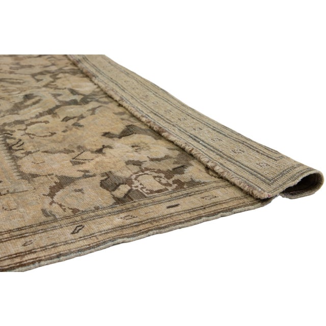 Beige Antique Karabaugh Handmade Designed Wool Runner in Brown For Sale - Image 8 of 10