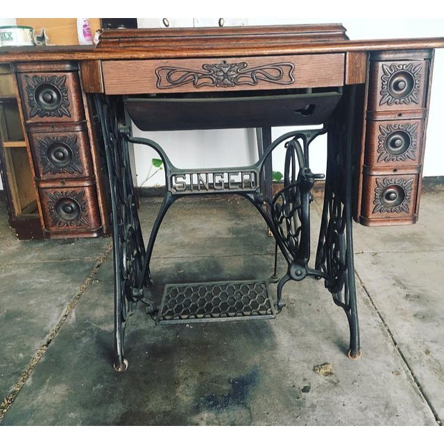 Antique Redeye Singer Treadle Sewing Machine With Chairish