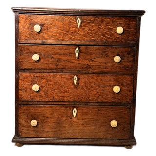Antique English Oak Salesman's Oak Small Chest For Sale