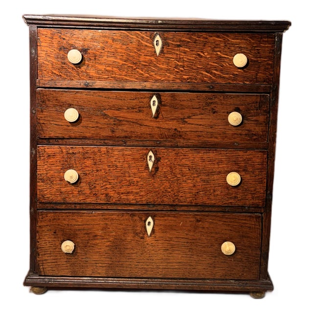 Antique English Oak Salesman's Oak Small Chest For Sale