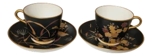 Continental Japonisme Cups and Saucers, Pair