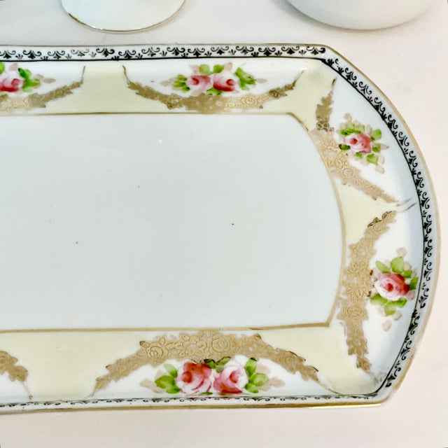 Pink 1911-20 Art Nouveau Porcelain Dresser Set With Tray - 4 Piece Set. For Sale - Image 8 of 11