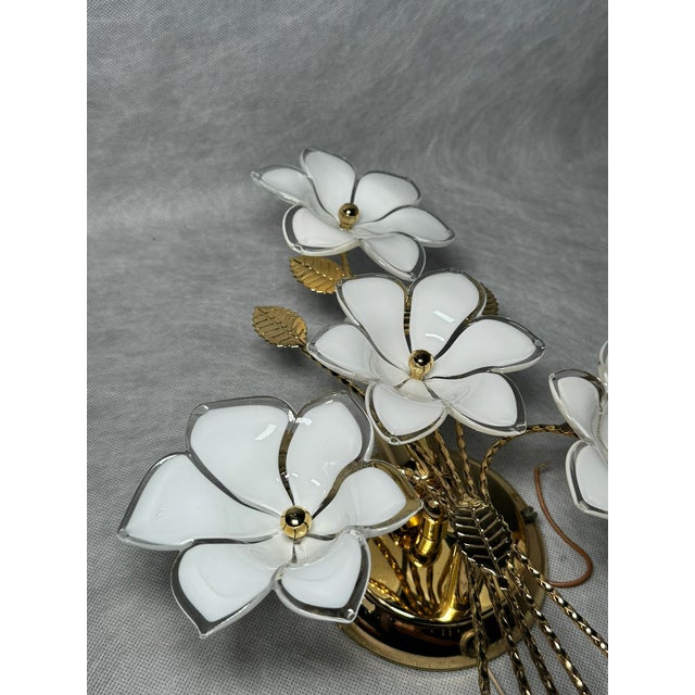 1970s Hollywood Regency Glass Floral Wall Sconces from Gealux, 1970s, Set of 2 For Sale - Image 5 of 8